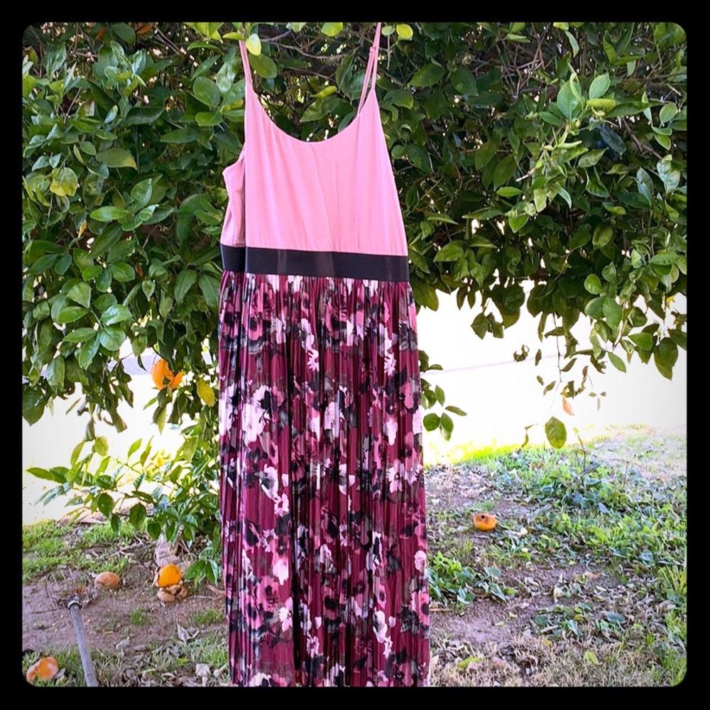 Midi dress, mauve and floral